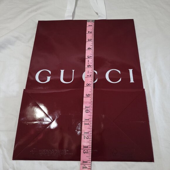 Gucci Red Glossy Gift Bag Reusable Shopping Logo Spell Out Empty 13.75 x 10 in - Picture 13 of 16